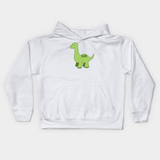 Cute baby green dinosaur Kids Hoodie